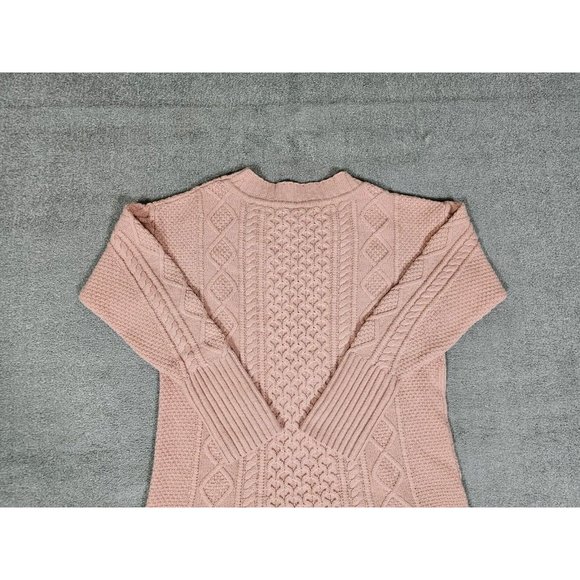 J Crew Cable knit Patchwork Tunic Sweater Womens Medium Pink Wool Blend Casual - Picture 7 of 14